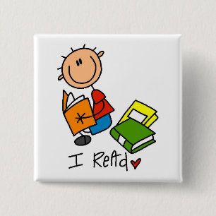 I Read Tshirts and Gifts 15 Cm Square Badge