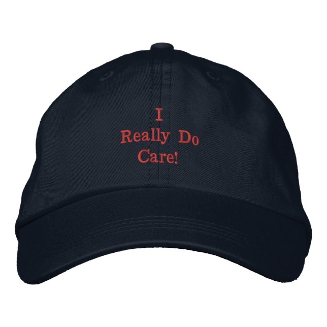 'I Really Do Care" Navy Embroidered Hat (Front)