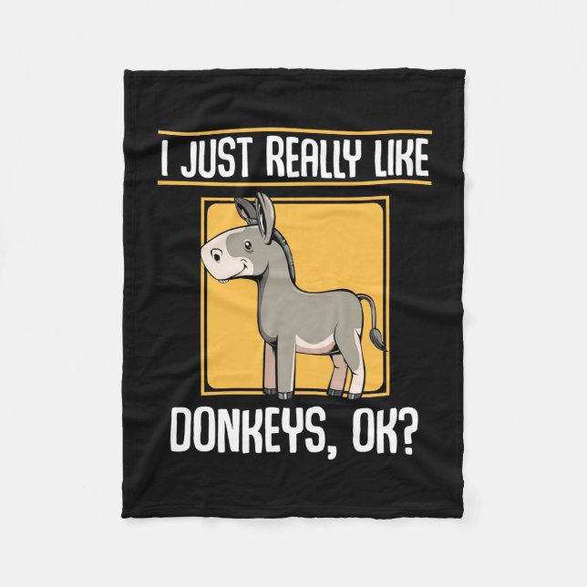 I Really Like Donkeys Fleece Blanket (Front)