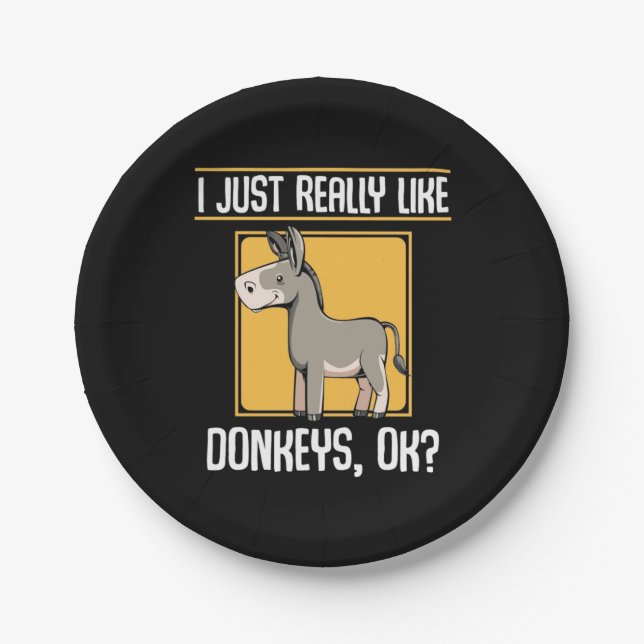 I Really Like Donkeys Paper Plate (Front)