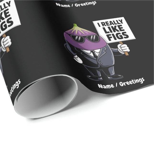 I Really Like Figs Funny Fig Character Artwork Wrapping Paper (Roll Corner)