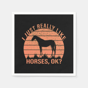 I Really Like Horses in Orange Tangerine Napkin