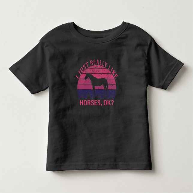 I Really Like Horses in Pink and Deep Purple  Toddler T-Shirt (Front)