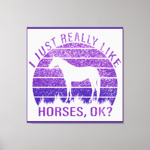 I Really Like Horses in Purple Canvas Print