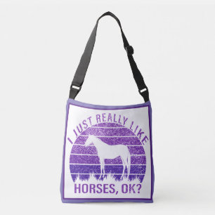 I Really Like Horses in Purple  Crossbody Bag