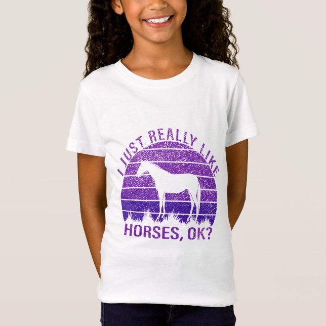 I Really Like Horses in Purple   T-Shirt (Front)
