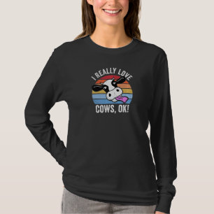 I Really Love Cows Ok Retro Cow Face T-Shirt