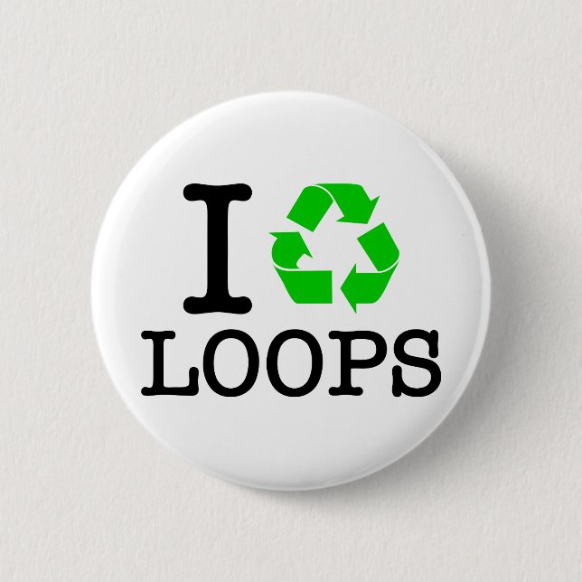 I Recycle Loops 6 Cm Round Badge (Front)