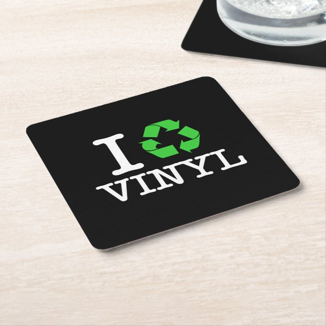 I Recycle Vinyl Square Paper Coaster (Angled)