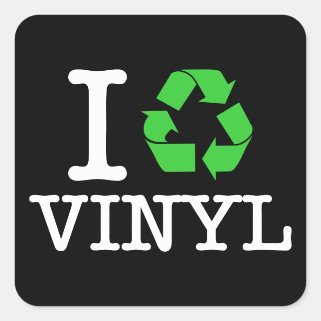 I Recycle Vinyl Square Sticker (Front)