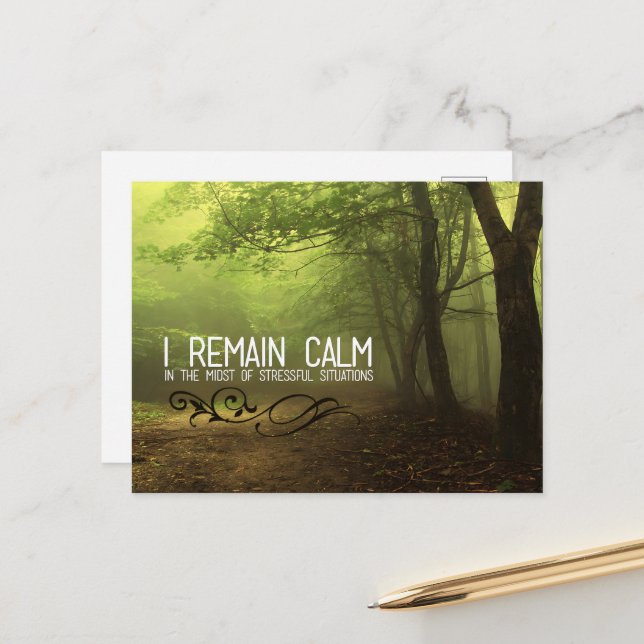"I remain calm" Motivation Affirmation Postcard (Front/Back In Situ)