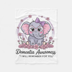 I Remember For You Cute Elephant Dementia Awarenes Fleece Blanket