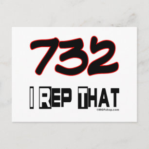 I Rep That 732 Area Code Postcard