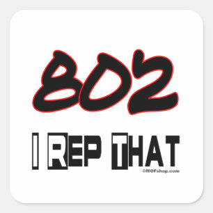 I Rep That 802 Area Code Square Sticker