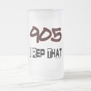 I Rep That 905 Area Code Frosted Glass Beer Mug