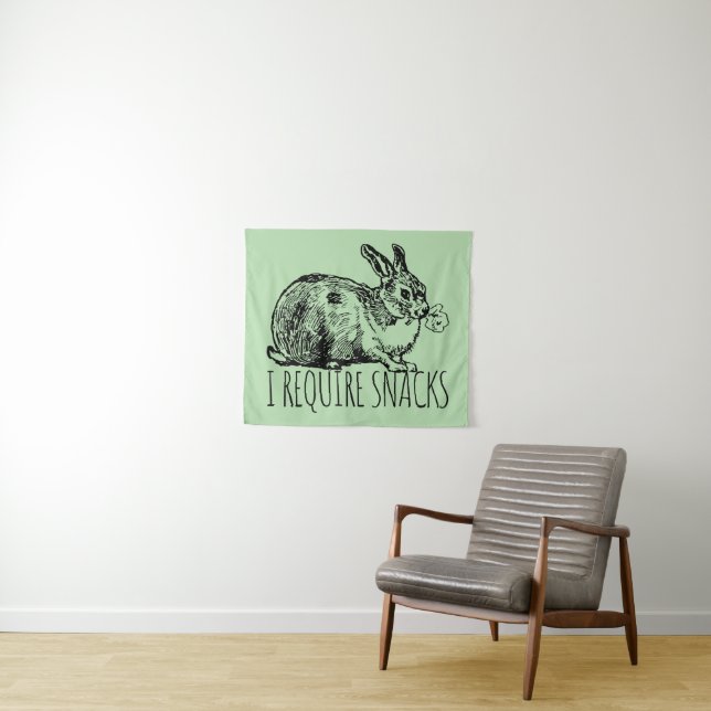 I Require Snacks Cute Bunny Rabbit Tapestry (In Situ (Horizontal))