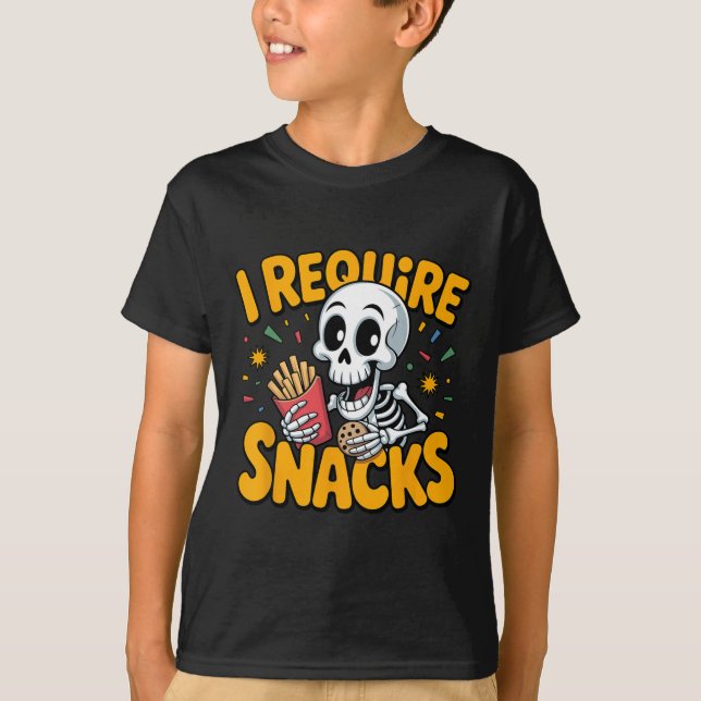 I Require Snacks Fun Halloween Skeleton Meme Fast  T-Shirt (Front)
