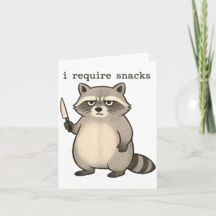 I Require Snacks Funny Mpy Raccoon Trash Meme Snac Card