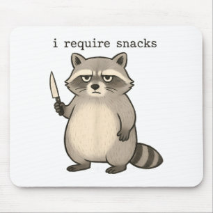 I Require Snacks Funny Mpy Raccoon Trash Meme Snac Mouse Pad