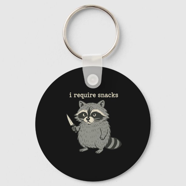 I Require Snacks Funny Racoon Halloween Art  Key Ring (Front)