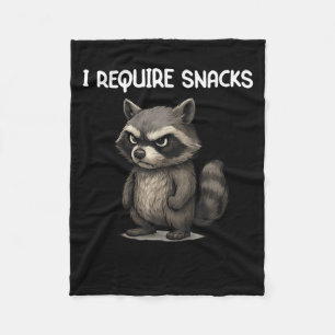 I Require Snacks Funny Racoon Meme Snack Lover Hu Fleece Blanket
