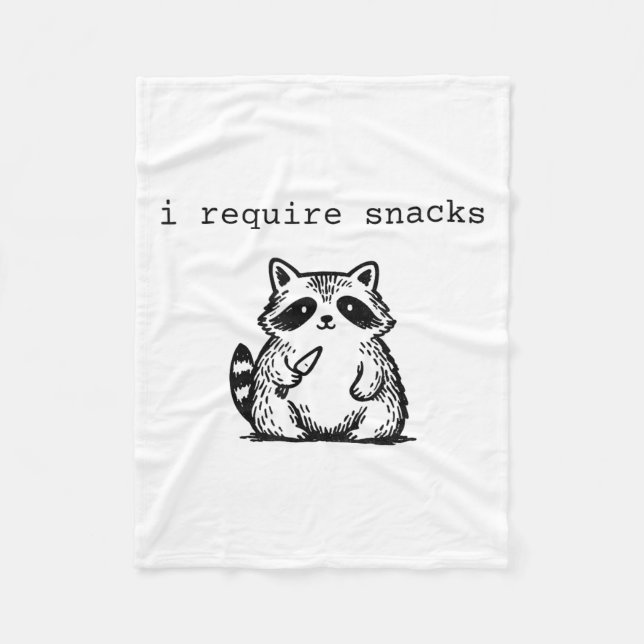 I Require Snacks Racoon Funny Angry Trash Panda M Fleece Blanket (Front)