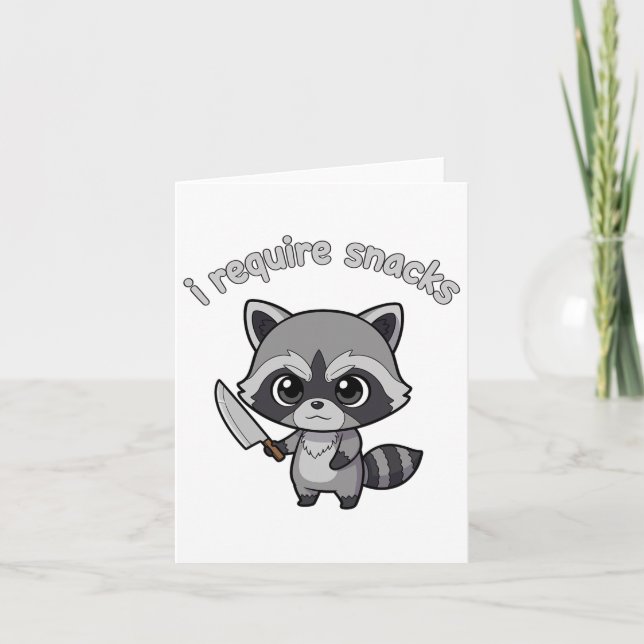 I Require Snacks Racoon Funny Halloween Retro Ani Card (Front)
