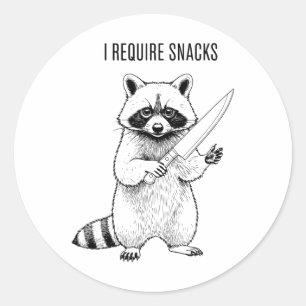 I Require Snacks Racoon Funny Halloween Retro Ani Classic Round Sticker