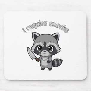 I Require Snacks Racoon Funny Halloween Retro Ani Mouse Pad
