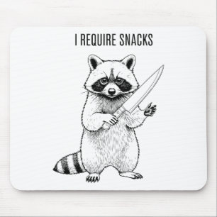 I Require Snacks Racoon Funny Halloween Retro Ani Mouse Pad
