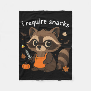 I Require Snacks Racoon Halloween Costumes Funny Fleece Blanket