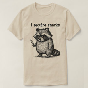 I Require Snacks Racoon   Plus-Size Funny Animal  T-Shirt