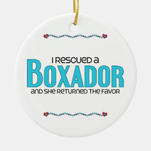I Rescued a Boxador (Female) Dog Adoption Design Ceramic Tree Decoration