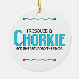 I Rescued a Chorkie (Female) Dog Adoption Design Ceramic Tree Decoration