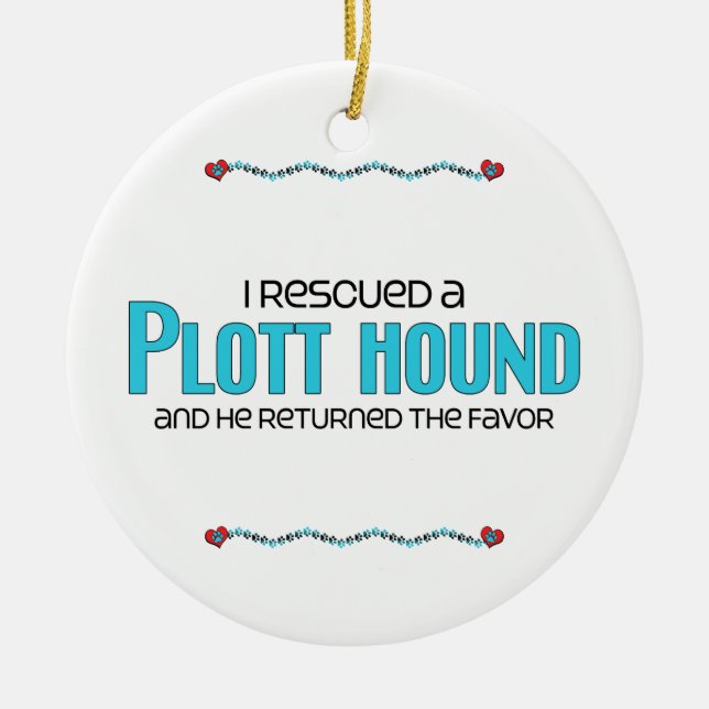 I Rescued a Plott Hound (Male Dog) Ceramic Tree Decoration (Front)