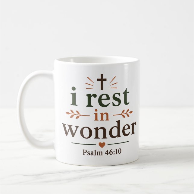 I Rest In Wonder Inspiring Christian Scripture Coffee Mug (Left)