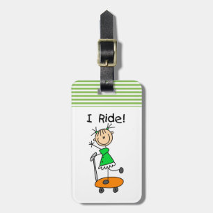 I Ride - Girl on Scooter Luggage Tag