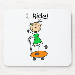 I Ride - Girl on Scooter Mouse Pad