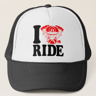 I Ride Motorcycle Engine Heart # Trucker Hat