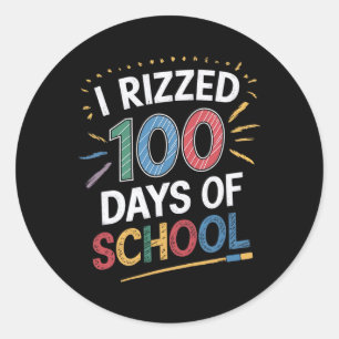 I Rizzed 100 Days Of School Funny Student Teacher  Classic Round Sticker