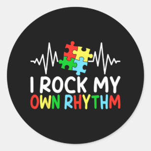 I Rock My Own Rhythm Autism Awareness Boys Kids Classic Round Sticker