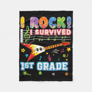 I Rock Survived 1st Grade Graduate Last Day Of Sch Fleece Blanket