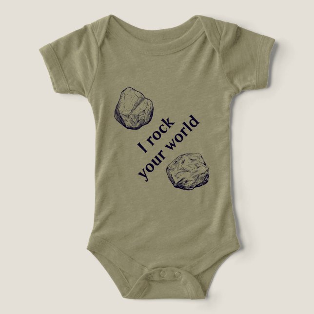 I rock your world, fun baby romper (Design Front)