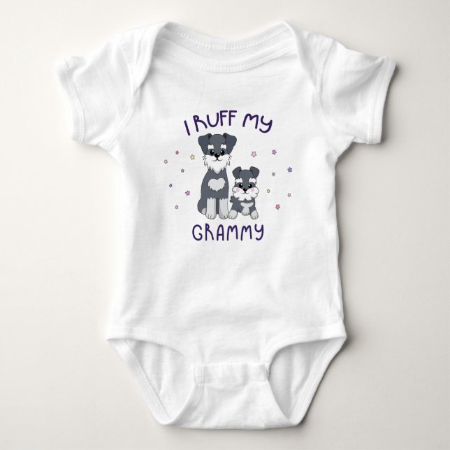 I Ruff My Grammy - Cute Puppy Dogs Baby Bodysuit (Front)
