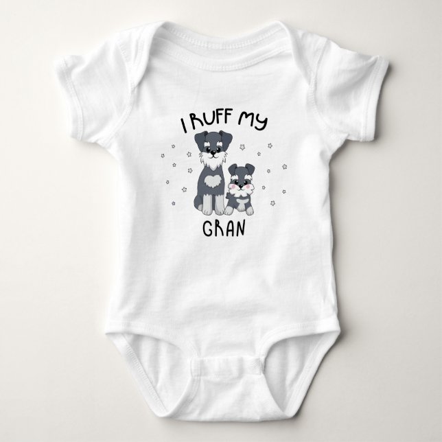 I Ruff My Gran - Cute Puppy Dog Baby Bodysuit (Front)