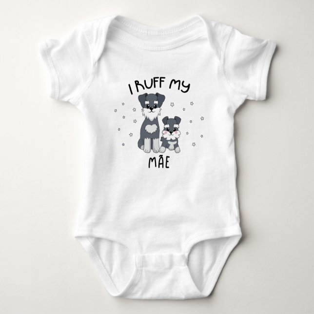 I Ruff My Mãe - Cute Puppy Dog Baby Bodysuit (Front)