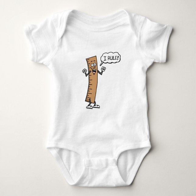 I Rule Cartoon Ruler Baby Bodysuit (Front)