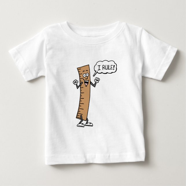 I Rule Cartoon Ruler Baby T-Shirt (Front)
