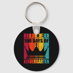 I Ruled 100 Days Of Kindergarten - Crown King And  Key Ring