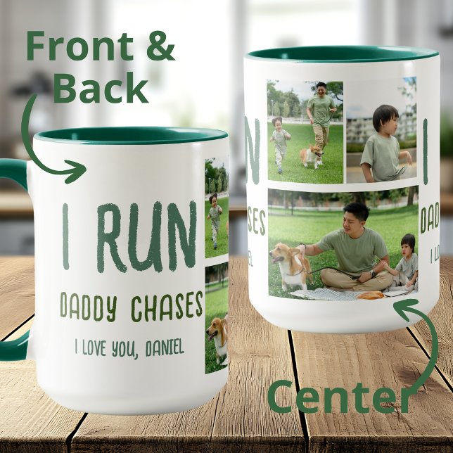 I Run Daddy Chases Funny Kids Photo Collage Mug (Creator Uploaded)